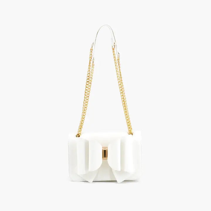 Jane White Bow Crossbody
