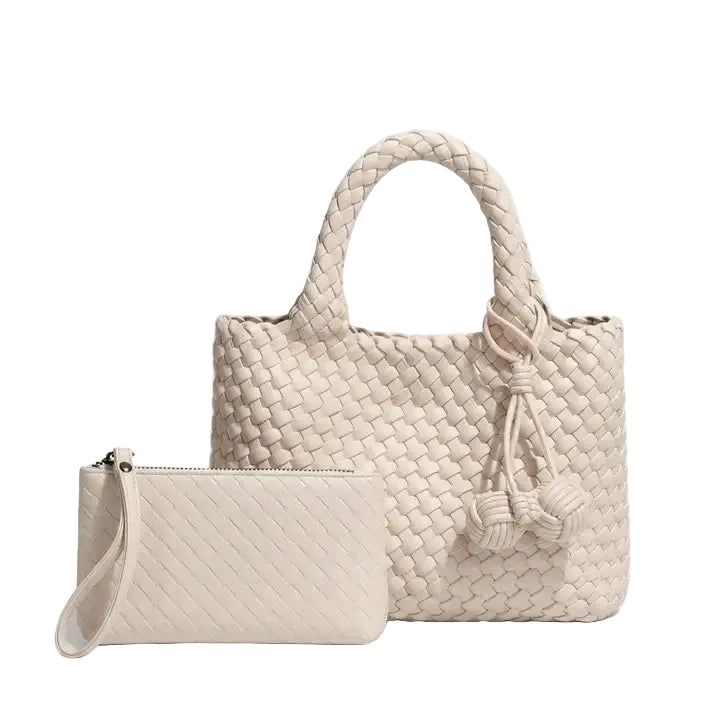 Dacia Ivory Mini Woven Tote Set