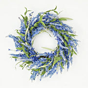 24in Twig Wreath Blue Bonnet Flowers with Heather