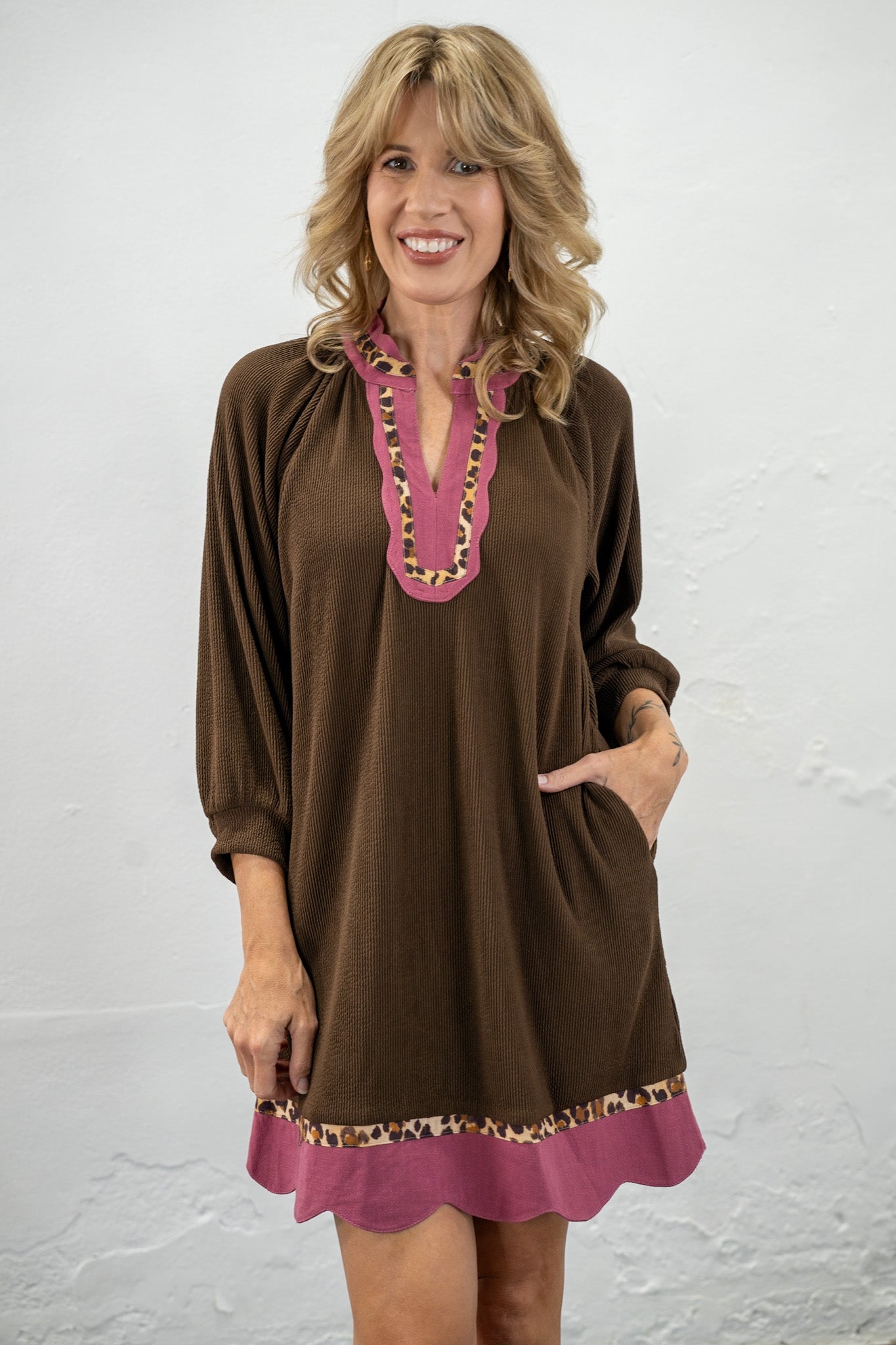 Andrea Brown Colorblock Dress