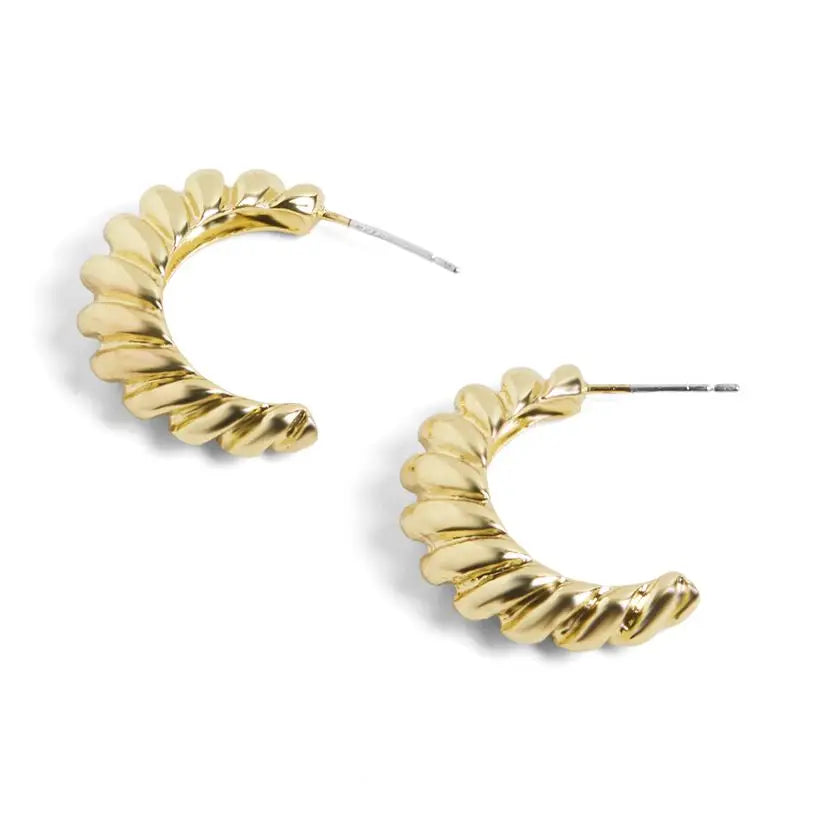 Gold Ripple Hoops