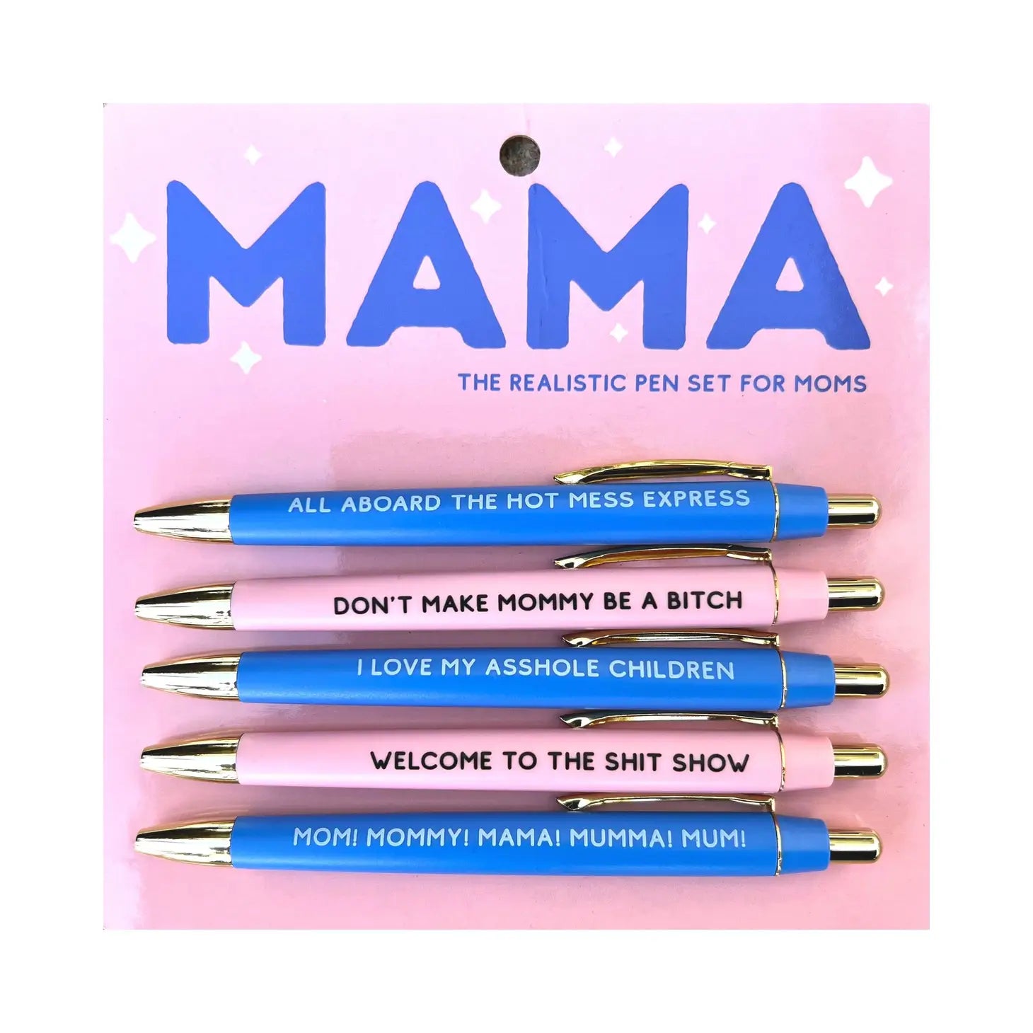 5Pcs MAMA Customer Service Pens Push Type Shit-show Pens Plastic
