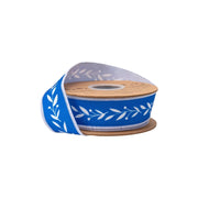 1 1/2" White Vine On Blue Ribbon