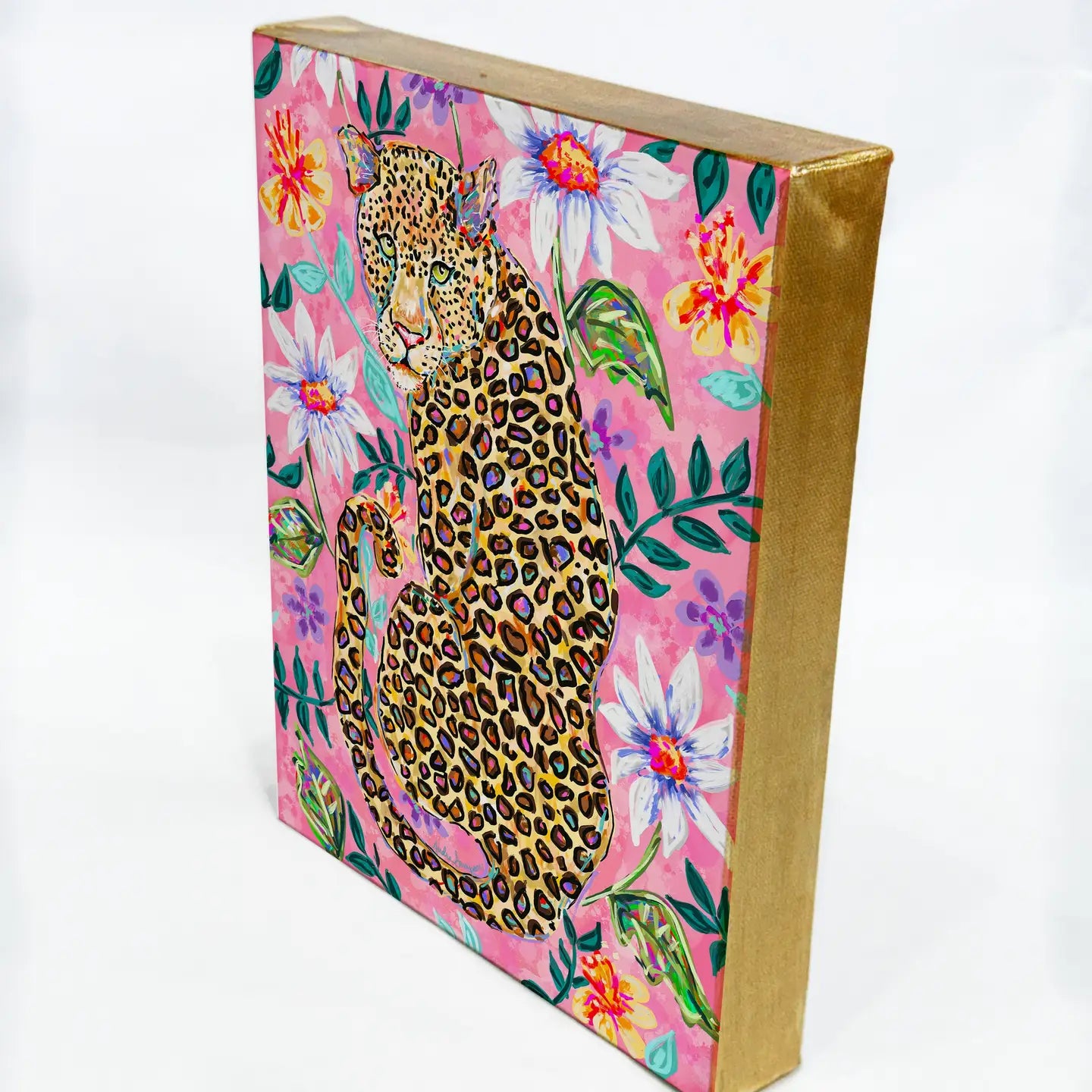 Leopard & Flowers Canvas Art