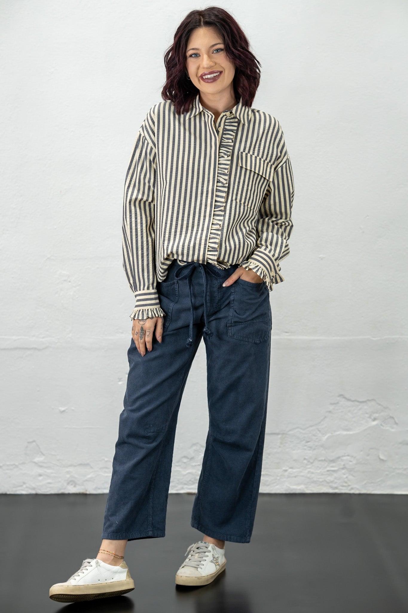 Trisha Ruffle Stripe Top