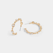 Gold Pearl Studded Hoops