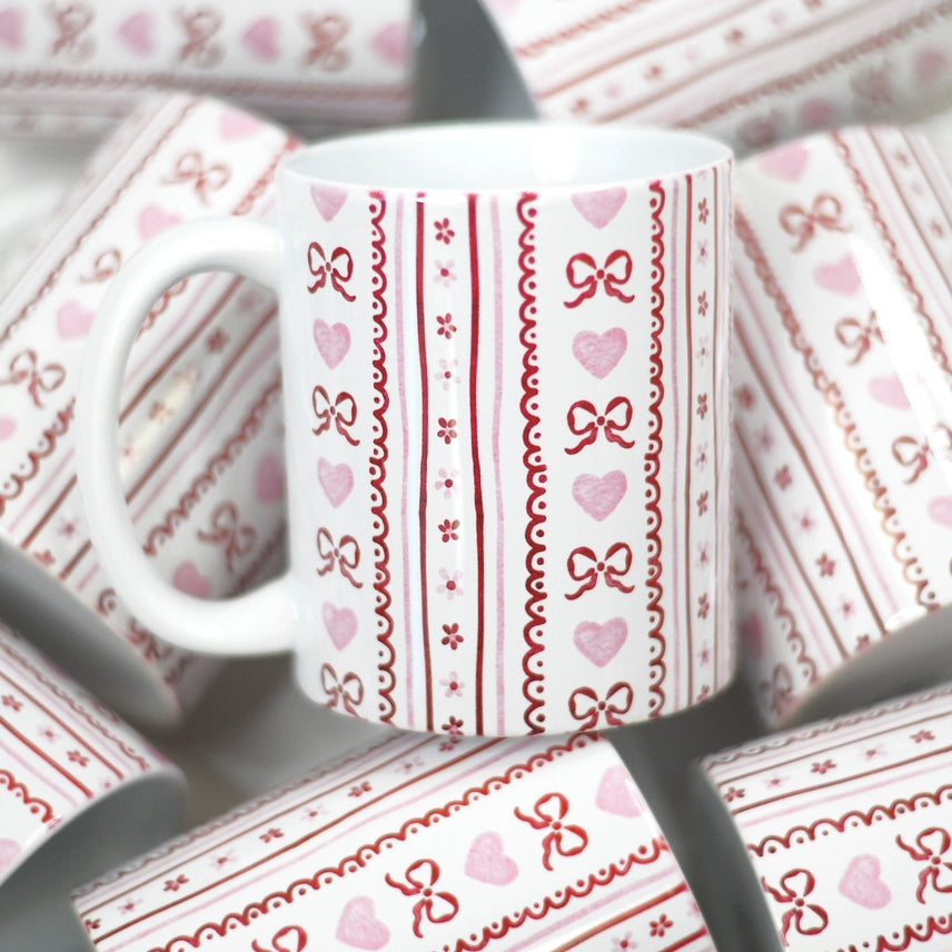 Bow & Hearts Valentine's Ceramic Mug