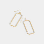 Dainty Rectangle Dangles Earrings Gold