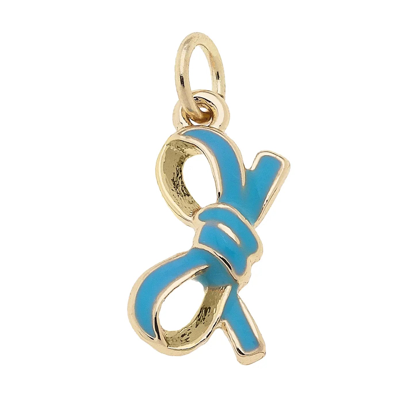 Aqua Enamel Bow Charm