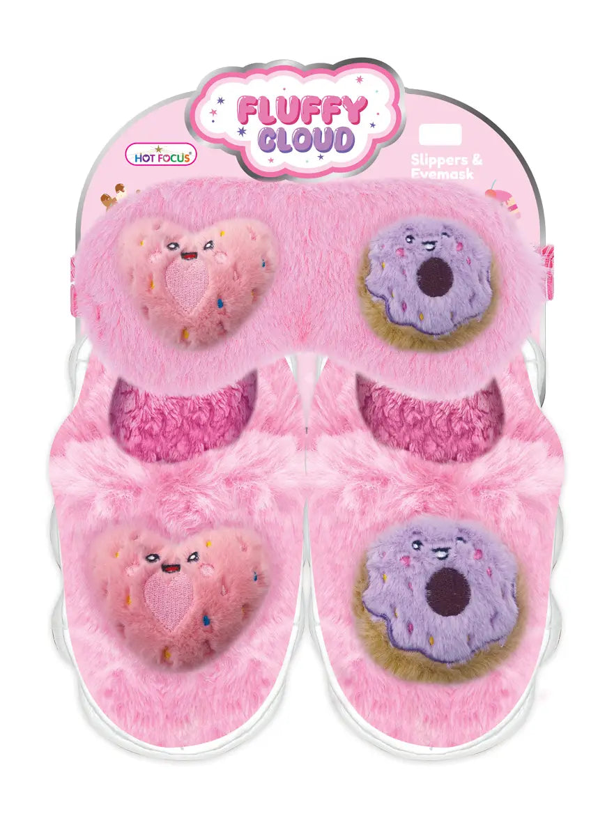 Fluffy Cloud Slippers & Eye Mask