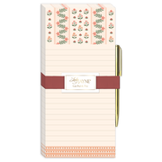 Coral Stripe Magnetic List Pad with Pen
