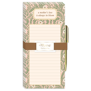 Pink Floral Magnetic List Pad with Pen