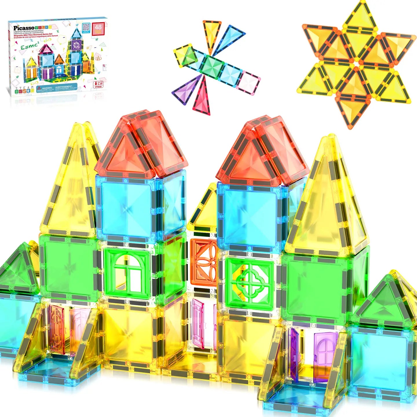 48 Pieces Travel Size Magnetic Tiles Set