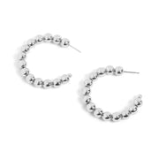 Silver Beaded Hoops