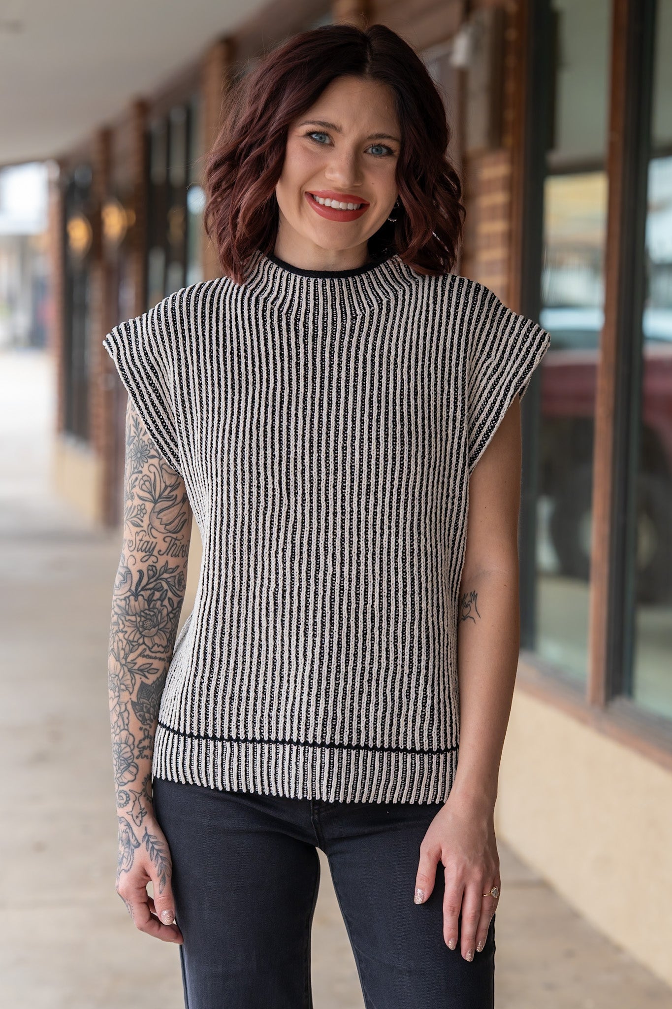 Rachel Black Knit Vest Top