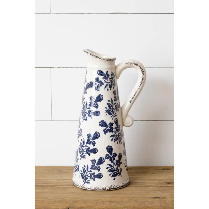 Blue Floral Pitcher