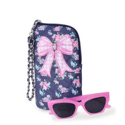 Navy Floral & Bow Sunglasses & Wristlet