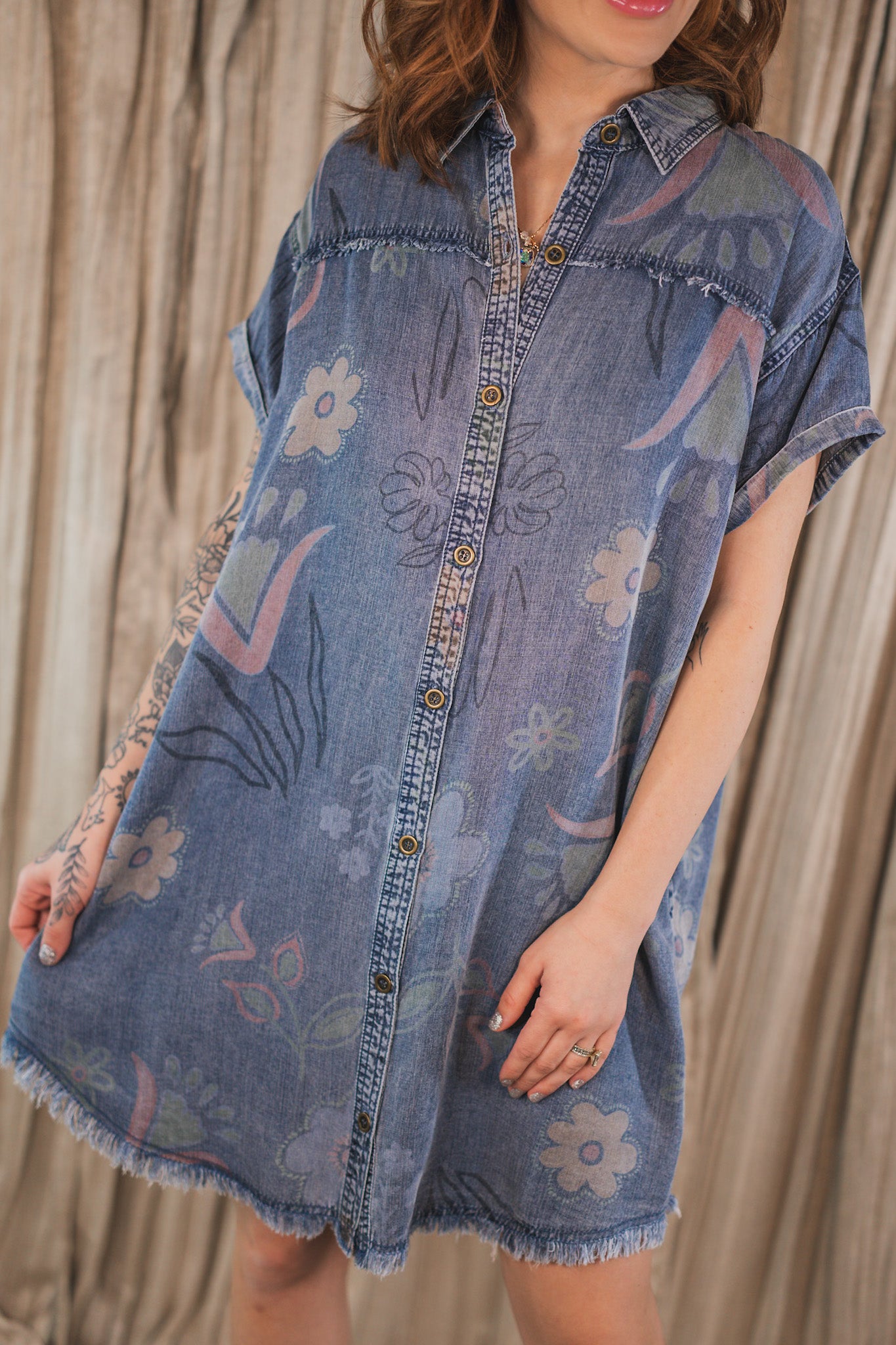 Junie Printed Denim Dress