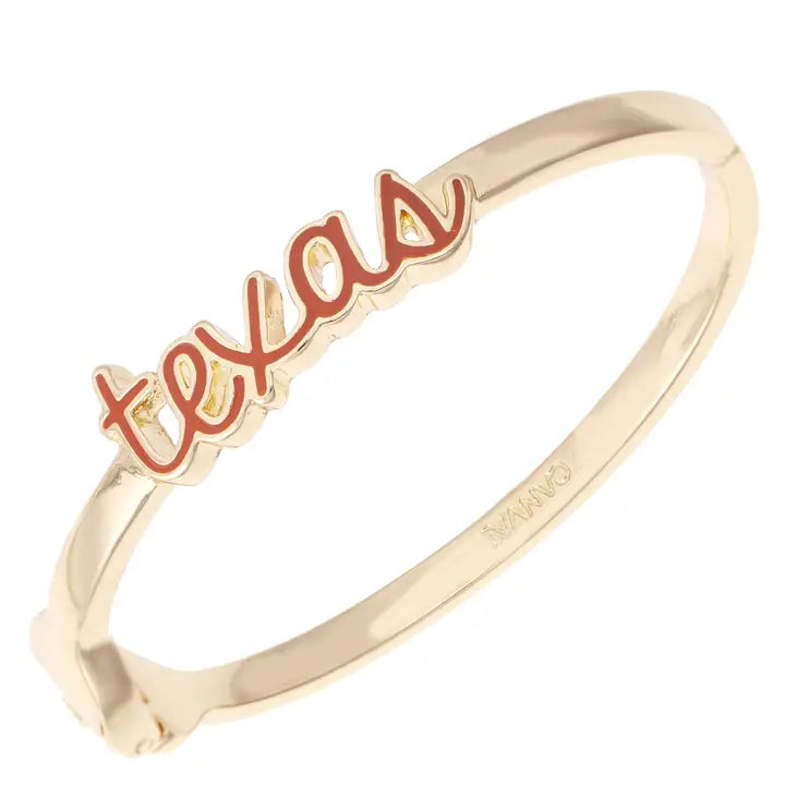 Longhorns Cursive Enamel Hinge Bangle