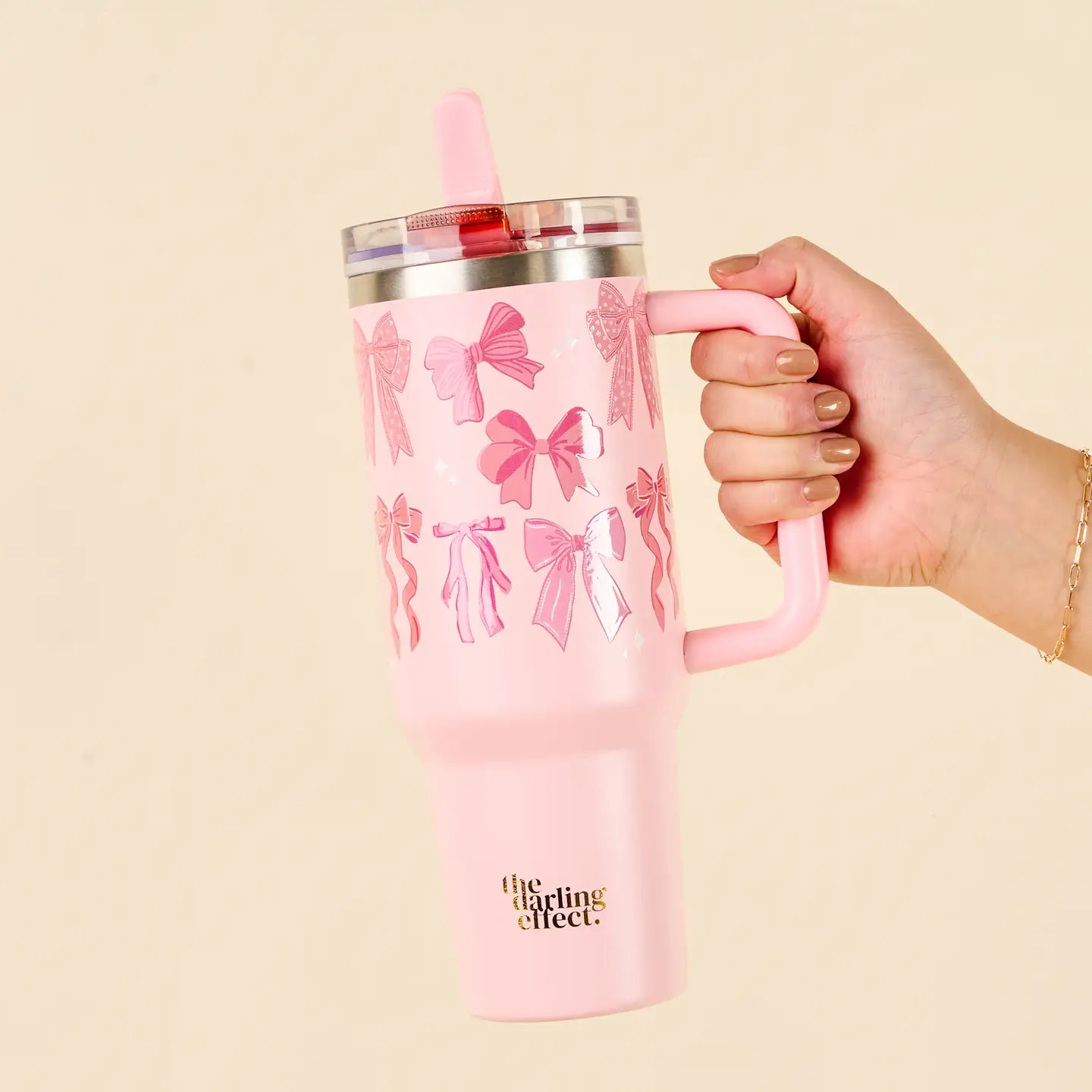 Blushing Bows 40oz Flip Straw Tumbler