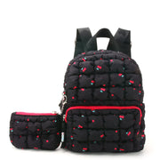 Cherries Quilted Backpack Set