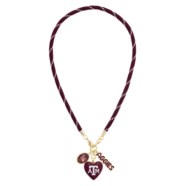 Texas A&M Logo Heart Paracord Necklace