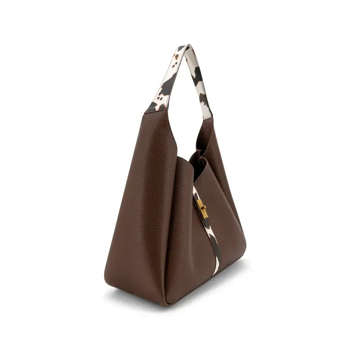 Dakota Brown Cow Trim Hobo