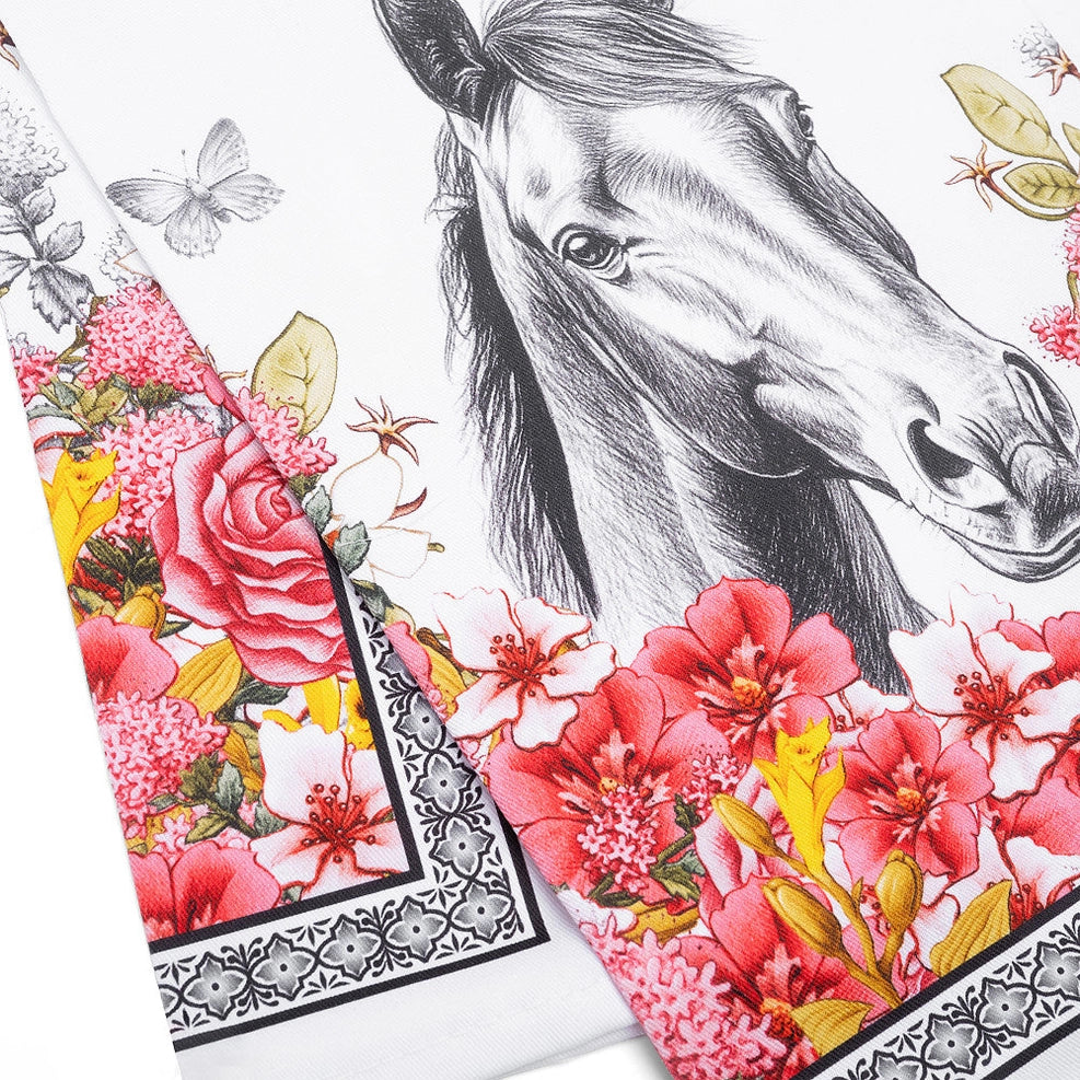 Floral Horse Tea Towel