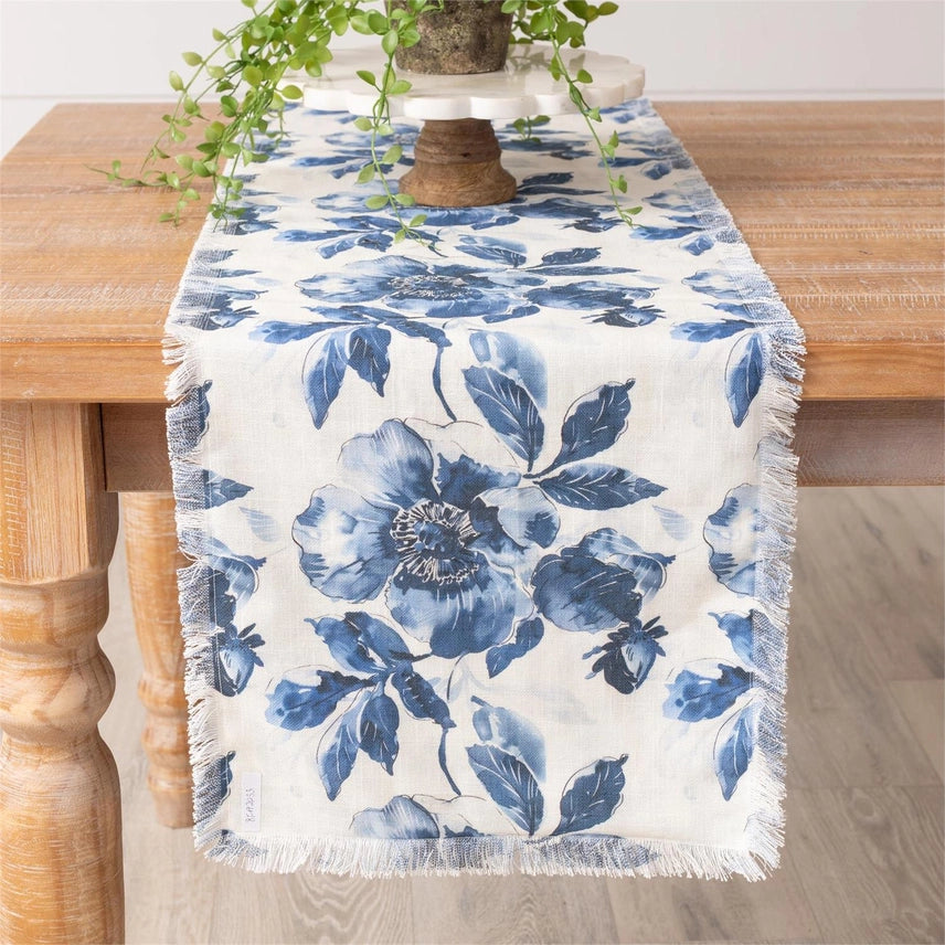 Blue Floral Table Runner