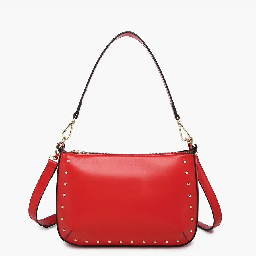 Carmen Cherry Red Studded Crossbody