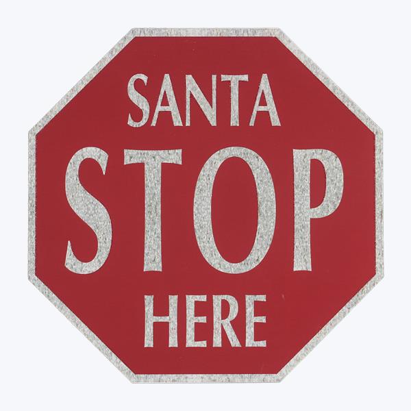 Metal Santa Stop Sign