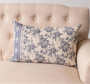 French Blue Floral Lumbar Pillow
