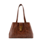 Fiora Signature Lock Handbag - Brown