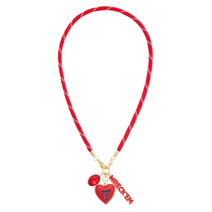 Red Raiders Logo Heart Paracord Necklace