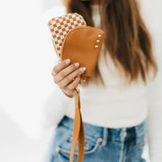 Wonderlust Brown Check Dual Pouch Wristlet