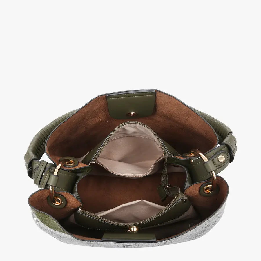 Olivia Black Snake Satchel