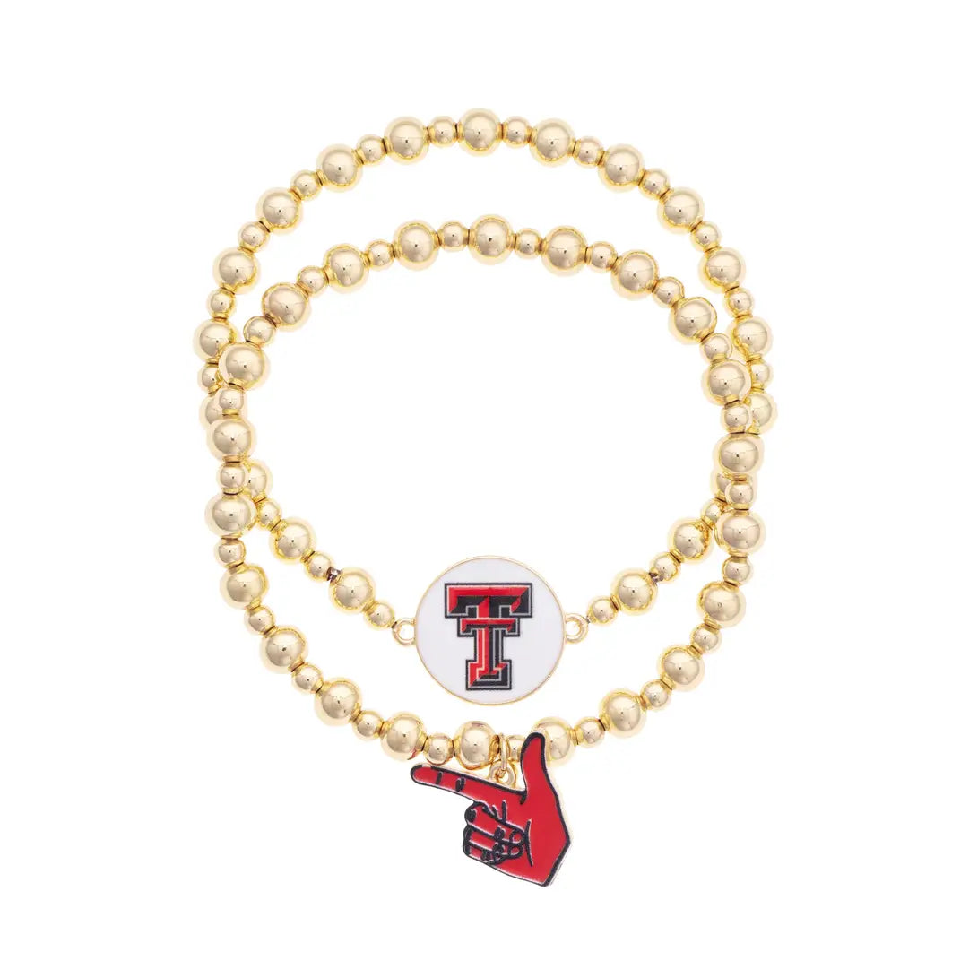 Red Raiders 2pc Ball Bead Bracelet