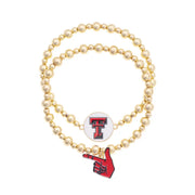 Red Raiders 2pc Ball Bead Bracelet