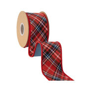 2 1/2" Wired Red/Blue/Black Plaid w/ Blue Dupioni Backing