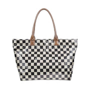 Brown Checkered Tote Bag