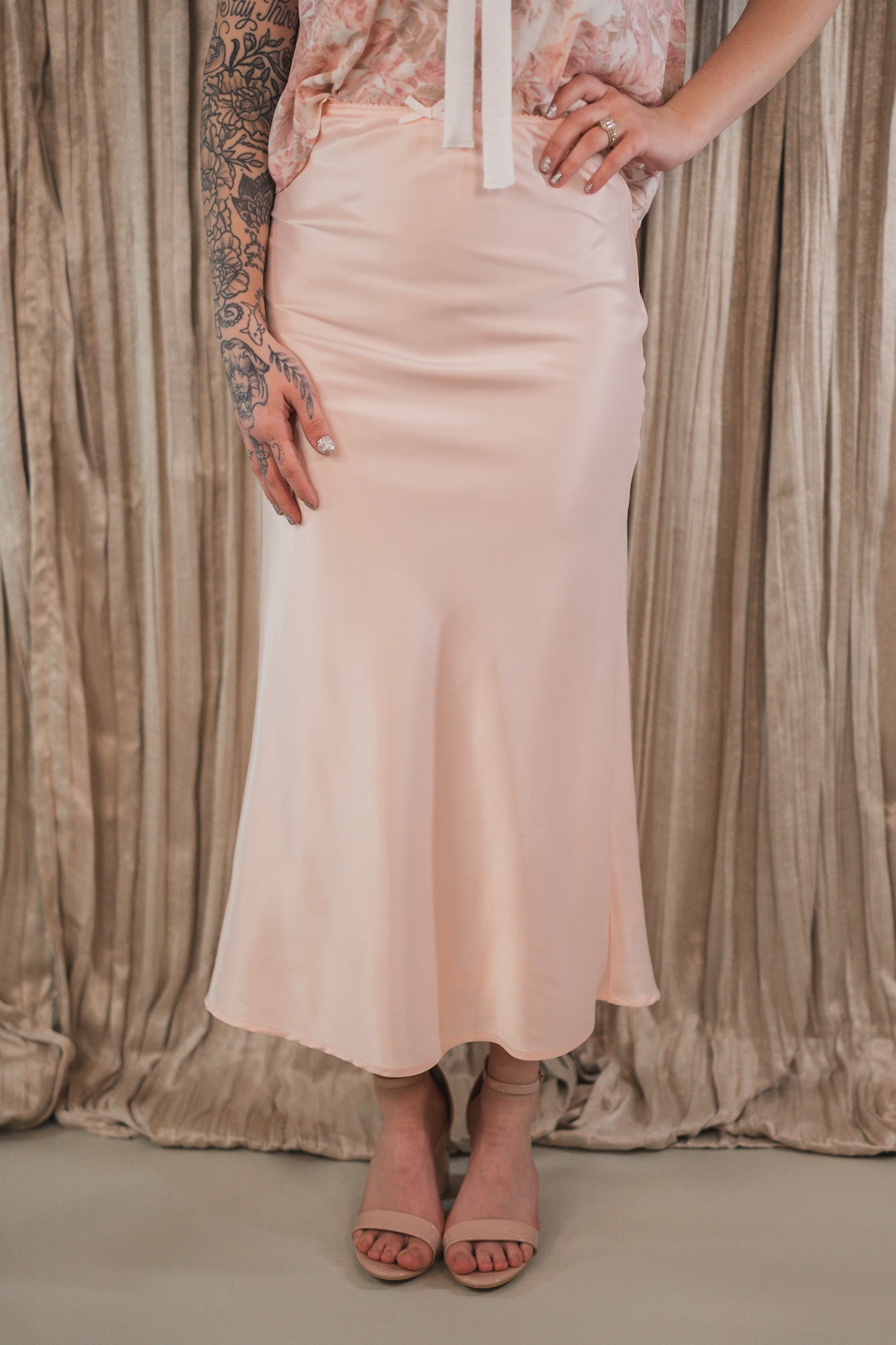 Henley Blush Satin Skirt