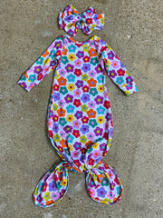 Groovy Bloom Tie Gown