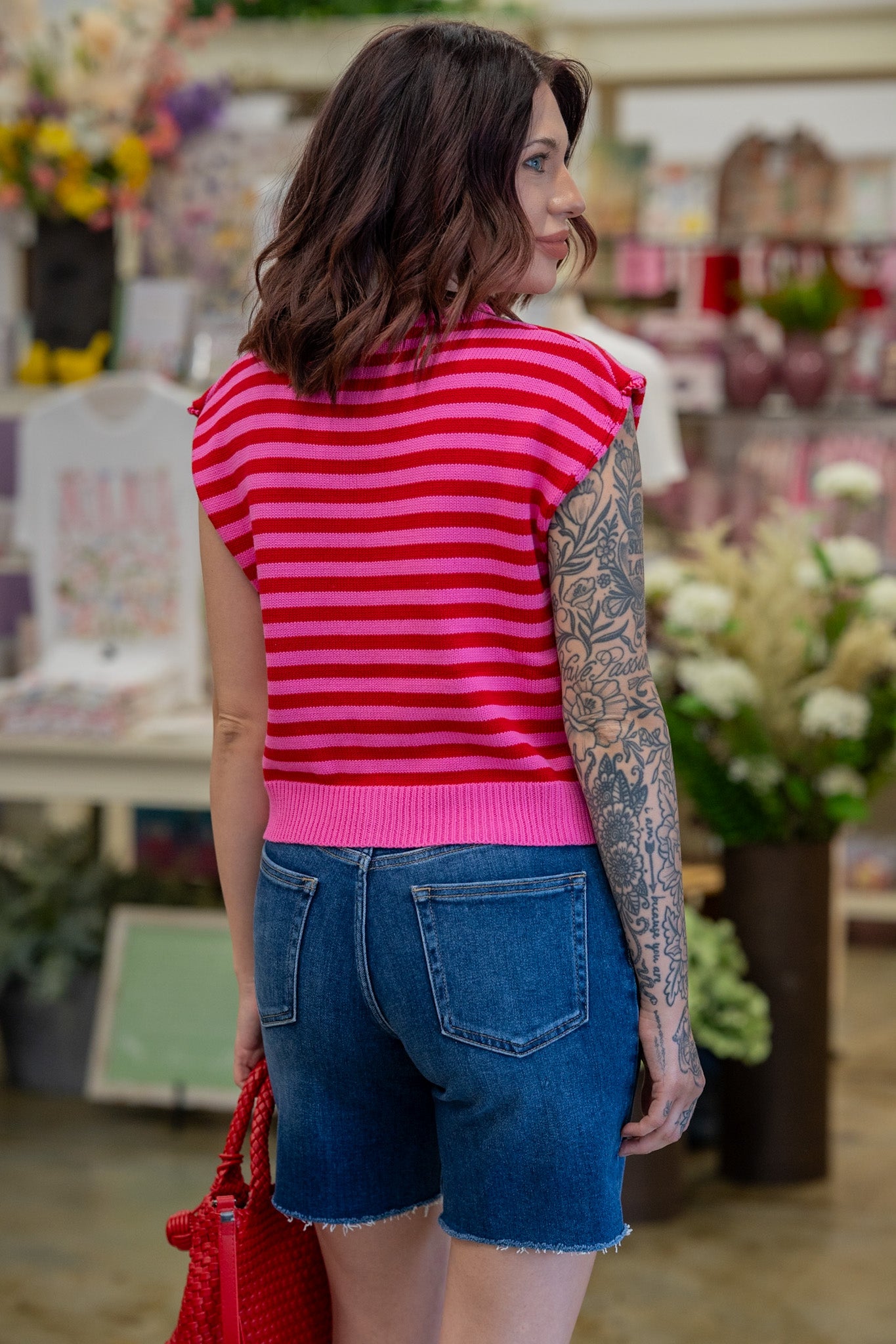 Barbara Pink & Red Knit Top