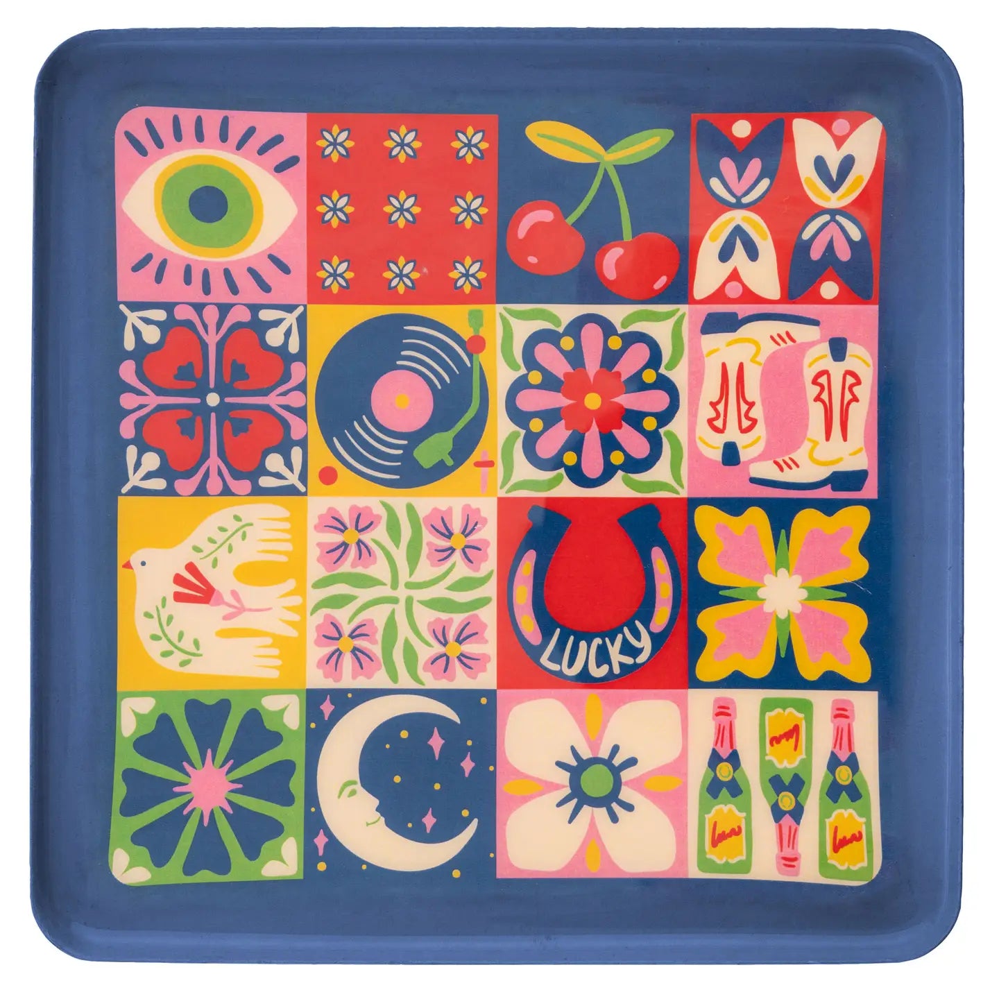 Lucky Tiles Enamel Tray