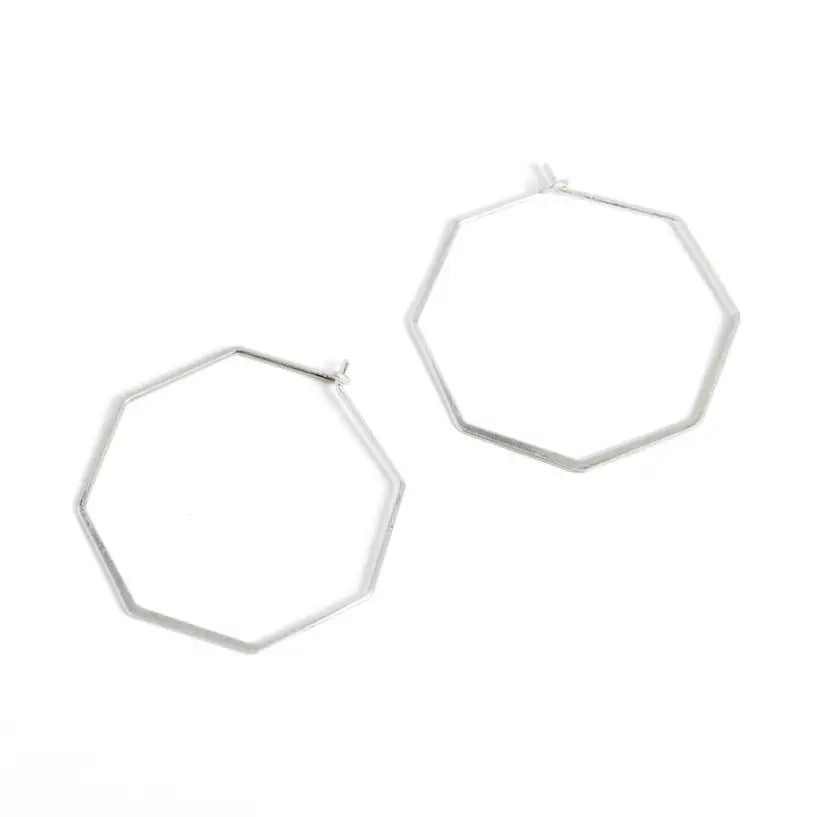 Silver Octagon Hoops