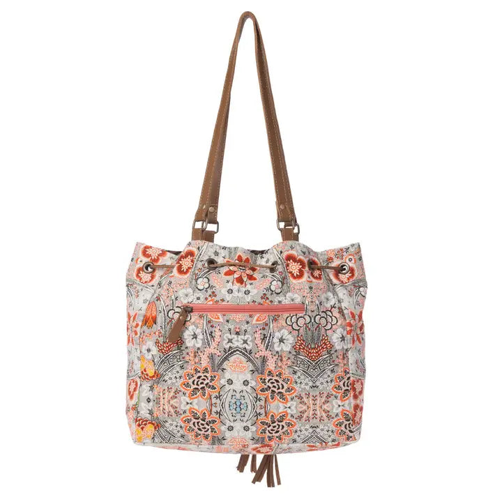 Coral Blooms Bucket Bag