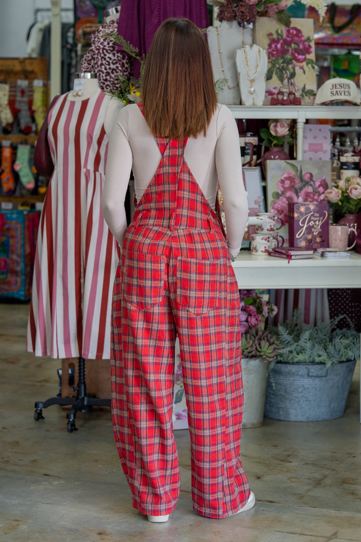 Merry Mischief Plaid Overalls