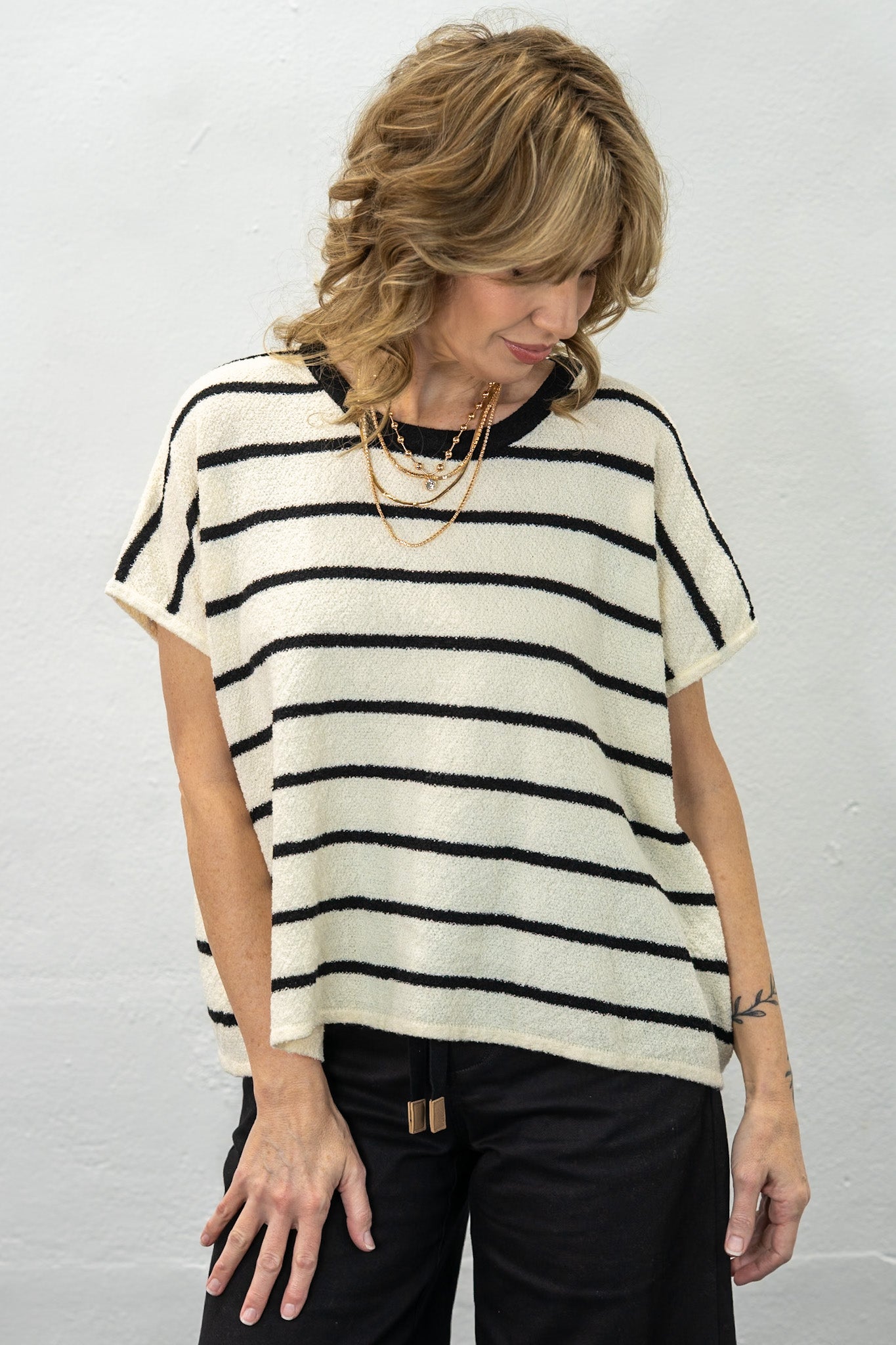 Julia Black Striped Top