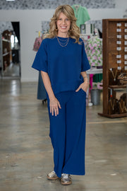 Ribbed Revival Navy Pant Set