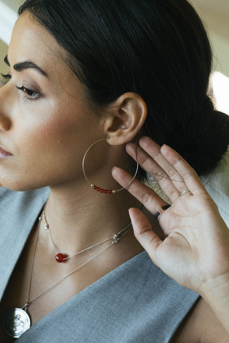 Carnelian Sterling Silver Hoops